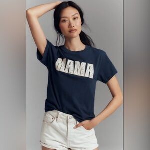 NWT Anthropologie Letluv Navy MAMA Tee XXS